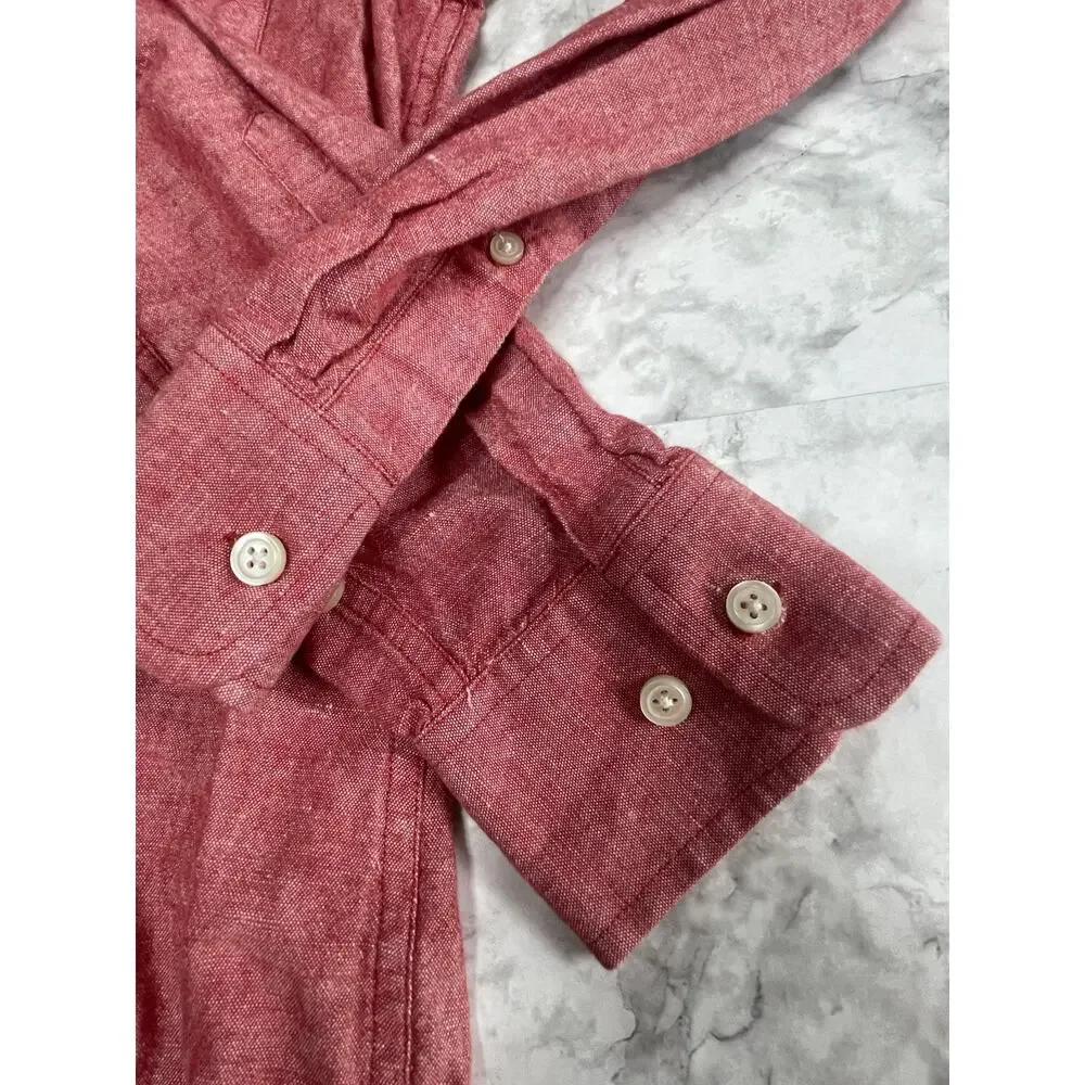 Coastal Resorts Banana Republic Men's Linen Standard Fit Button Down Shirt S Red